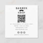 口ひげ理容師ショップモダンヘア男らしスタイリスト スクエア名刺 (裏面)