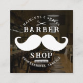 口ひげ理容師ショップ男らしヘアスタイリスト写真 スクエア名刺 (正面)