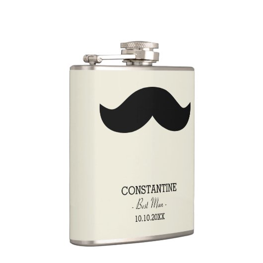 口ひげ花婿介添人ギフト名前をカスタムする フラスク (右)