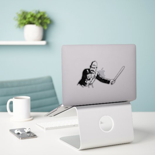 口ひげ警官 シール (デスク上のノートパソコン)