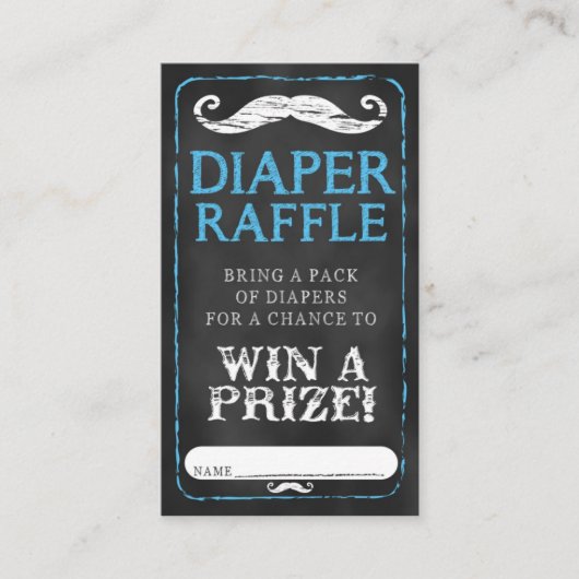 口ひげ赤ちゃんシャワーおむつラッフルチケットベビー エンクロージャーカード (正面)