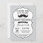 口ひげ赤ちゃんシャワー招待状白黒 招待状 (正面)