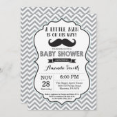 口ひげ赤ちゃんシャワー招待状白黒 招待状 (正面/裏面)