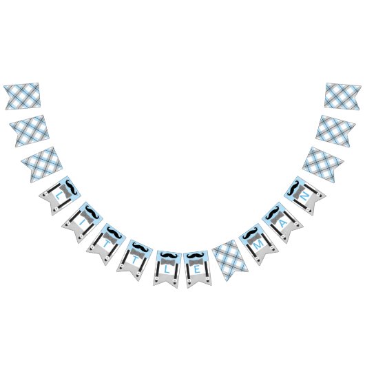 口ひげ赤ちゃん青グレーの男の赤ちゃんシャワーの装飾 バンティングフラッグ (全)