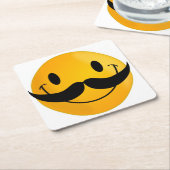 口ひげ顔 スクエアペーパーコースター (アングル)