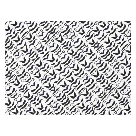 口ひげ黒と白すべての色の背景 テーブルクロス (正面(横))