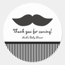 口ひげ黒と白のモダンパーティー ラウンドシール