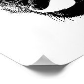 口ひげ黒白のパグ犬 ポスター (角)