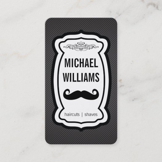 口ひげ/ストライプ(黒) 名刺 (正面)