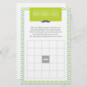 口ひげ/小さな男の赤ちゃんシャワービンゴゲームカード 便箋 (正面/裏面)