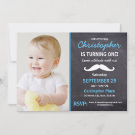 口ひげ | 1歳の誕生日パーティー |写真 招待状