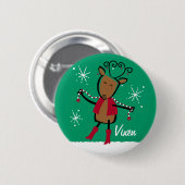 口やかましい女のトナカイのカスタムボタン 缶バッジ (正面&裏面)