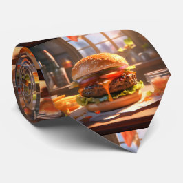 口よけチーズバーガーのネックタイ ネクタイ