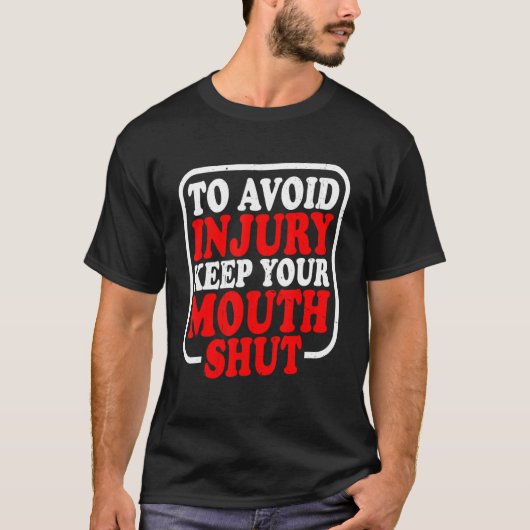 口を保閉ざす Tシャツ (正面)