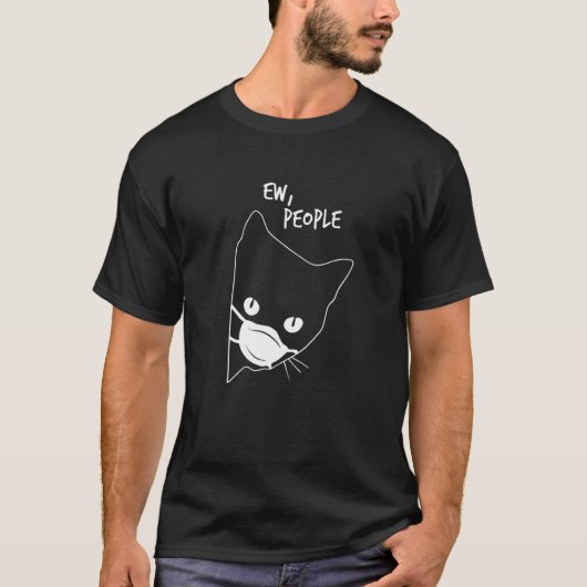口を覆った猫のキッズ用マスク Tシャツ (正面)