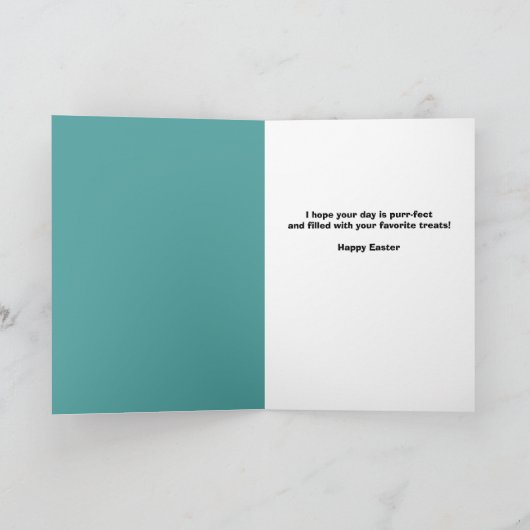 口を開おもしろいけた猫のためのハッピーイースター シーズンカード (内部)