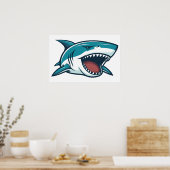 口を開けたサメ小 ポスター (キッチン)