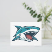 口を開けたサメ ポストカード (スタンド正面)