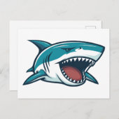 口を開けたサメ ポストカード (正面/裏面)