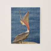 口を開けた茶色のペリカン ジグソーパズル (縦)