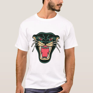 口を開けた黒いヒョウの頭Tシャツ Tシャツ