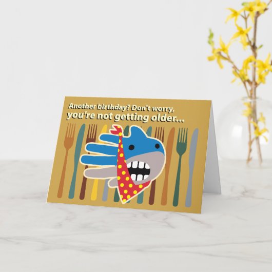 口を開けてサメ カード (黄色い花)