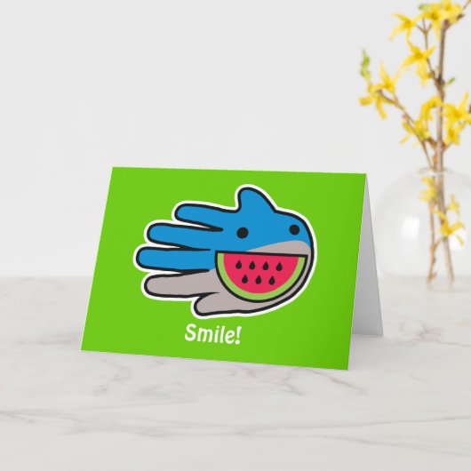 口を開けてサメ カード (黄色い花)