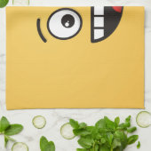 口を開けて微笑む顔 キッチンタオル (折り畳み)