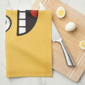 口を開けて微笑む顔 キッチンタオル (四つ折り)