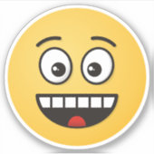 口を開けて微笑む顔 シール (正面)