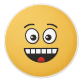 口を開けて微笑む顔 セラミックノブ (正面)