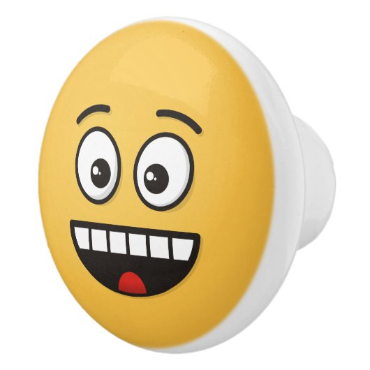 口を開けて微笑む顔 セラミックノブ (右)