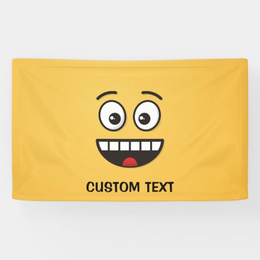 口を開けて微笑む顔 横断幕 (横)