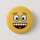 口を開けて微笑む顔 缶バッジ (正面)