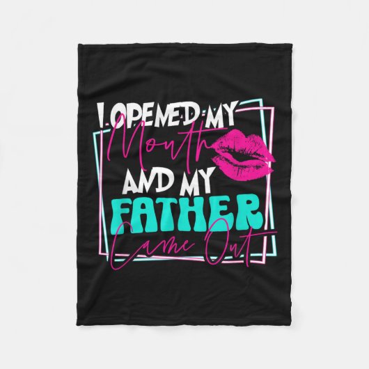 口を開けて父を来出おもしろいす フリースブランケット (正面)