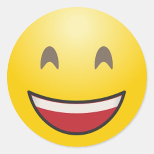 口を開けて笑顔の顔と笑顔の目 ラウンドシール (正面)