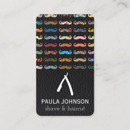 口カラフルひげ模様レザーパターン 名刺 (正面)