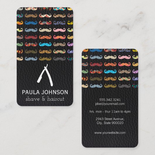 口カラフルひげ模様レザーパターン 名刺 (正面/裏面)