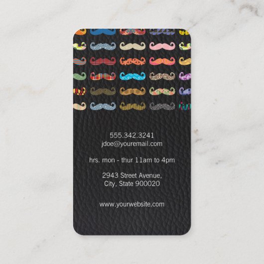 口カラフルひげ模様レザーパターン 名刺 (裏面)