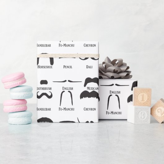 口クールおもしろいひげ図 ラッピングペーパー (ベビーシャワー)