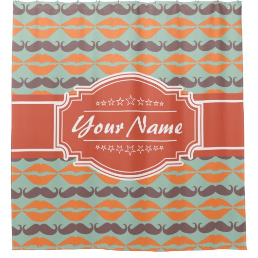 口パーソナライズされたひげ模様#5シャワーカーテン シャワーカーテン (正面)