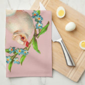 口元に棘のある美しい白い鳩 キッチンタオル (四つ折り)