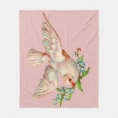 口元に棘のある美しい白い鳩 フリースブランケット (正面)