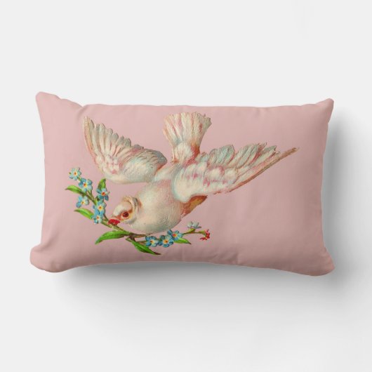 口元に棘のある美しい白い鳩 ランバークッション (正面)