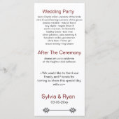 口唇と口ひげモダンの結婚式 プログラム (裏面)