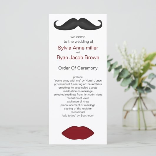 口唇と口ひげモダンの結婚式 プログラム (スタンド正面)