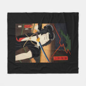 口日本のに刀を持った人 フリースブランケット (正面(横))