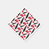 口紅および唇の水玉模様パターン スタンダードカクテルナプキン (角)