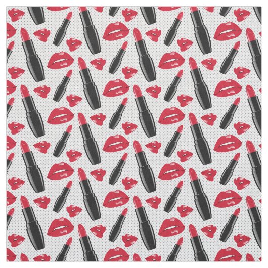 口紅および唇の水玉模様パターン ファブリック (見本)