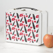 口紅および唇の水玉模様パターン メタルランチボックス (インサイチュ)